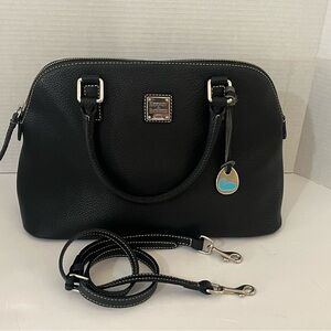 Vintage DOONEY & BOURKE Black Pebbled Grain Leather Handbag w/ Crossbody Strap